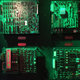 Circuit boards from arcade games like Donkey Kong Jr. and Galaga are displayed on the wall at Space Station.